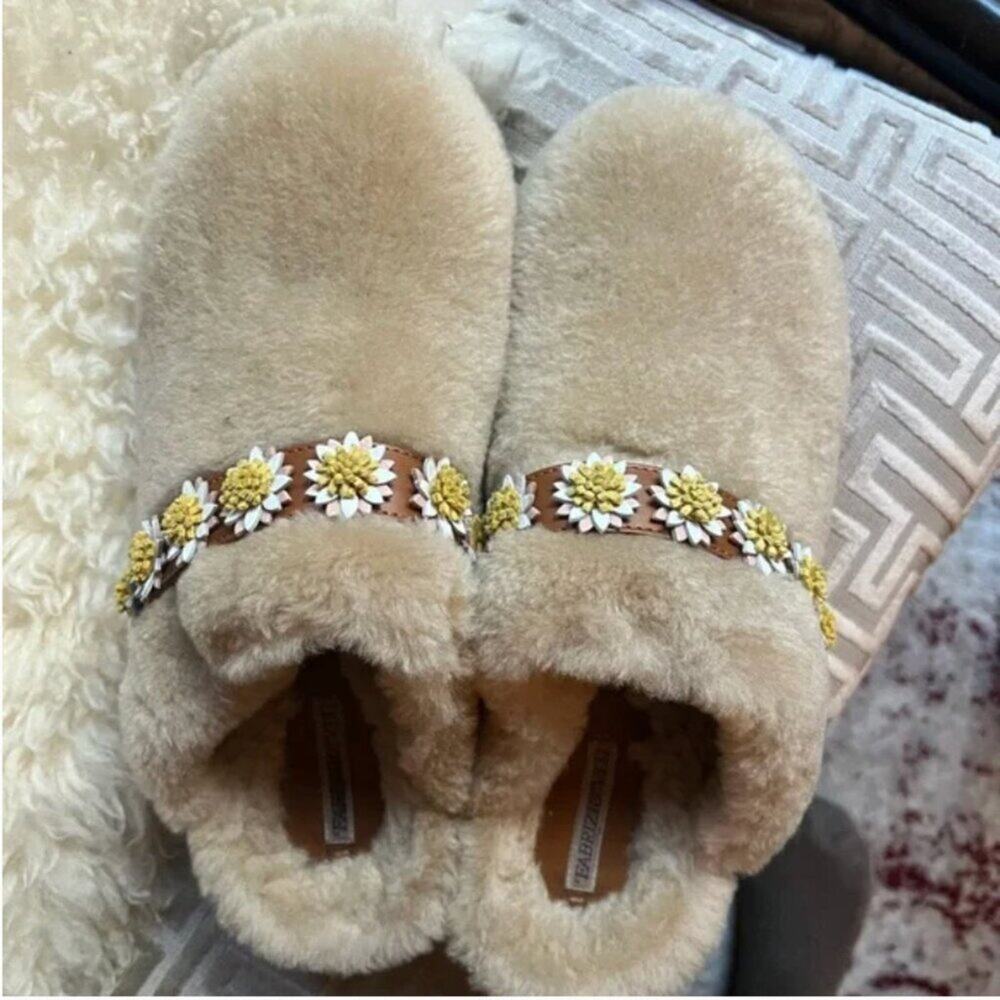 Fabrizio Viti Jean Daisy Floral Shearling Clogs 38